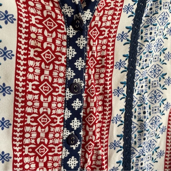 New Direction woman’s Red, white, and blue Blouse 2X peasant casual gma core - Picture 4 of 9